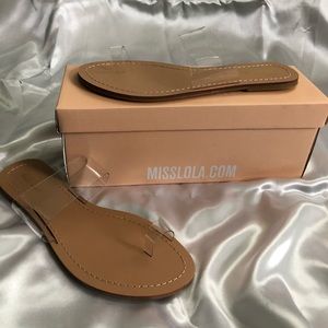 Clear and Nude Slide Sandals | Miss Lola